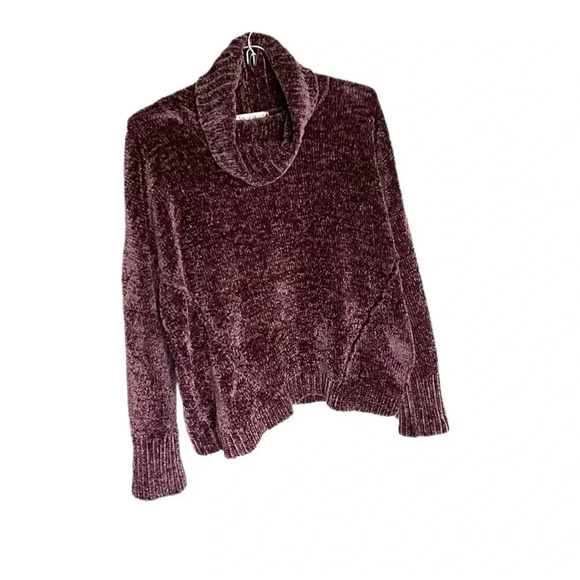 Pink Rose Knit Soft Velvet Women’s Cropped Turtleneck Sweater XL Burgandy - Picture 1 of 11